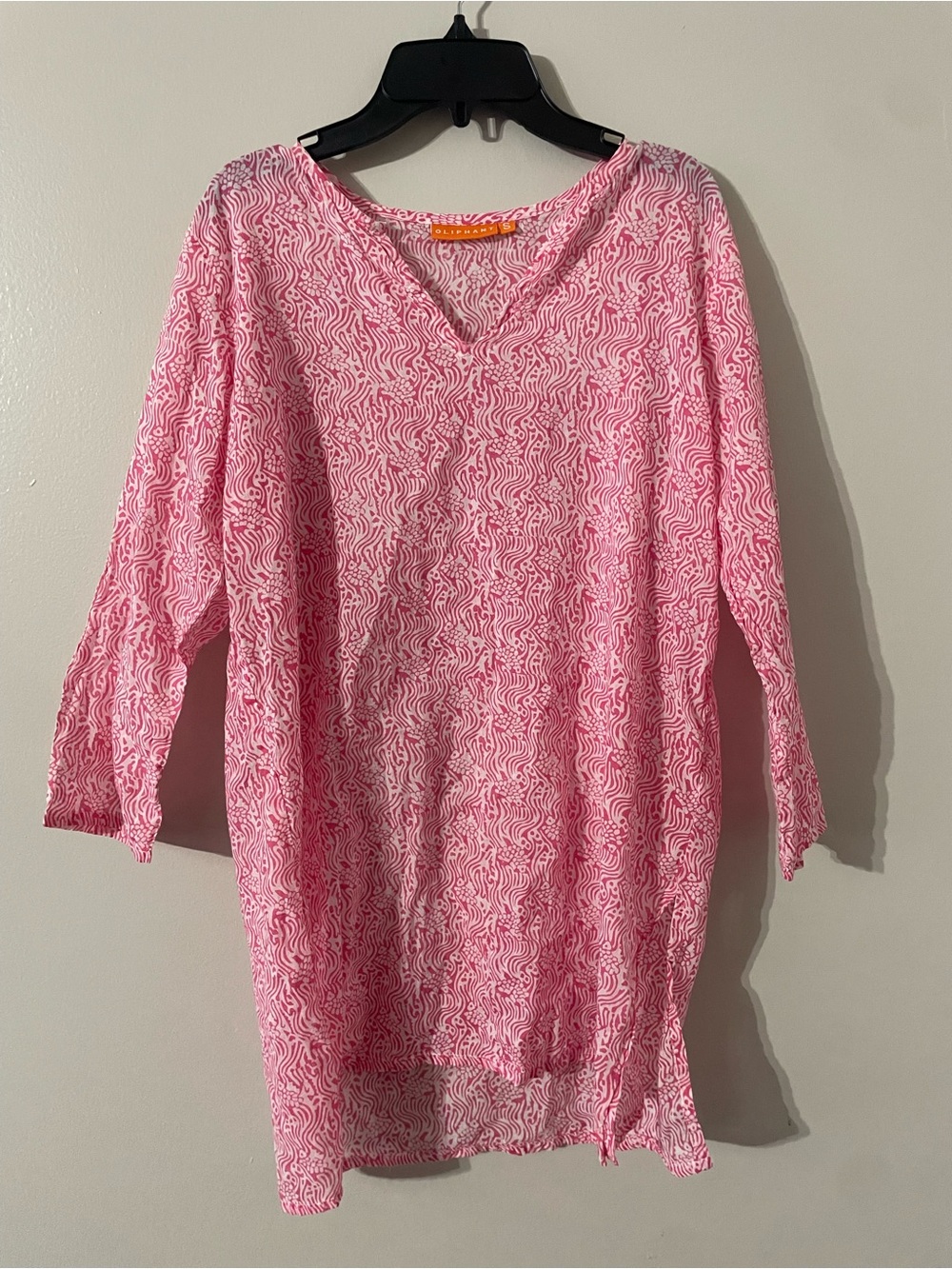 Oliphant Pink & White 100% Cotton Tunic Top Sz S